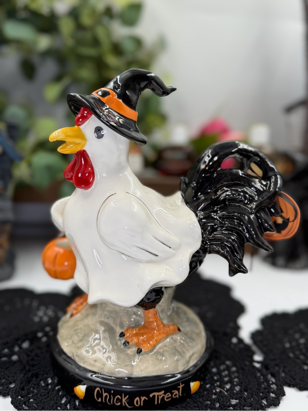 blue sky clayworks viral chick or treat halloween chicken witch htf